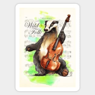 Wild Folk - Badger on Bass Sticker